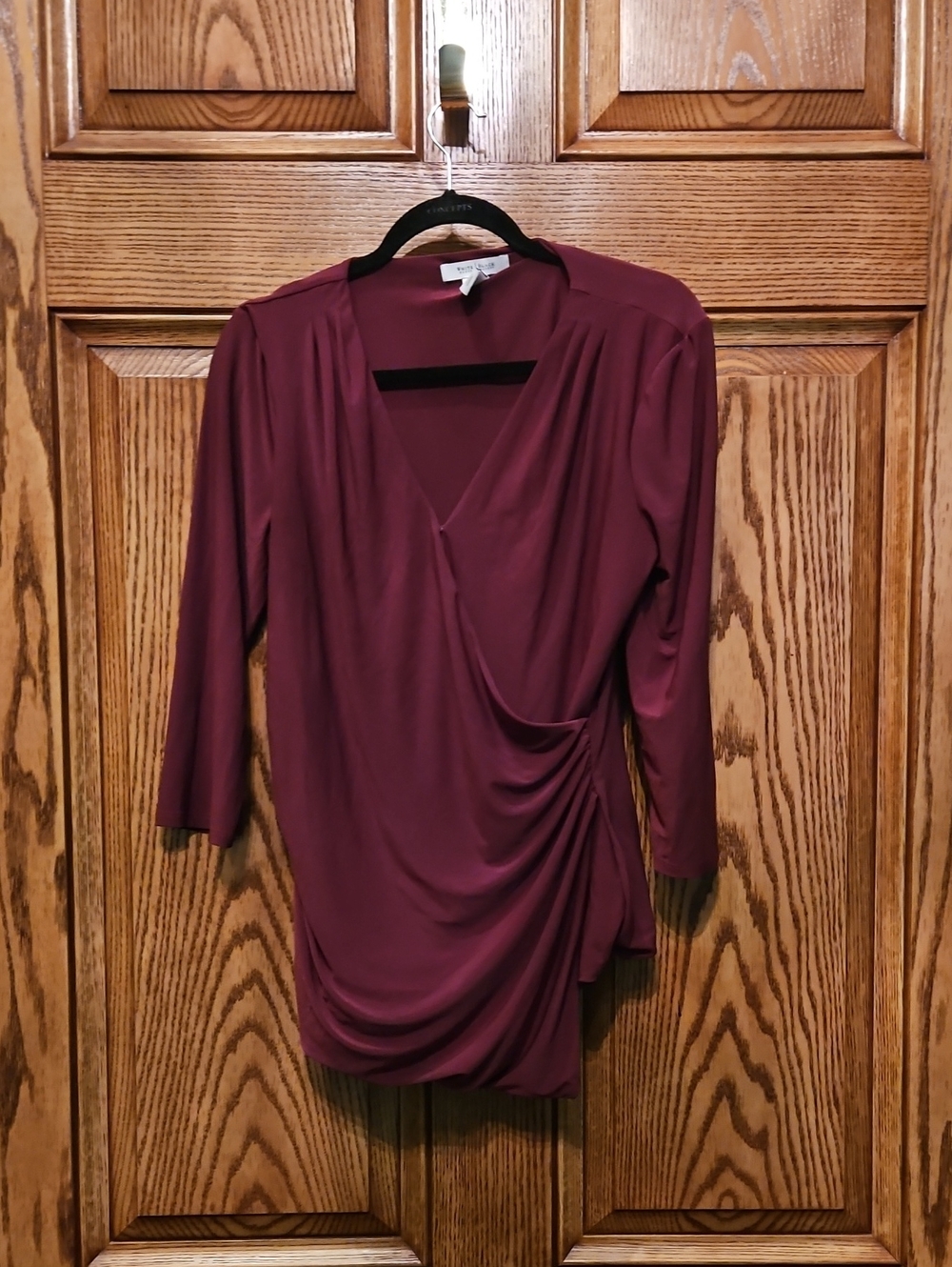 White House Black Market Plum Draped Wrap Long Sleeve Dress
